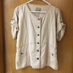 Ruff Hewn Beige Utility Drawstring Jacket Top